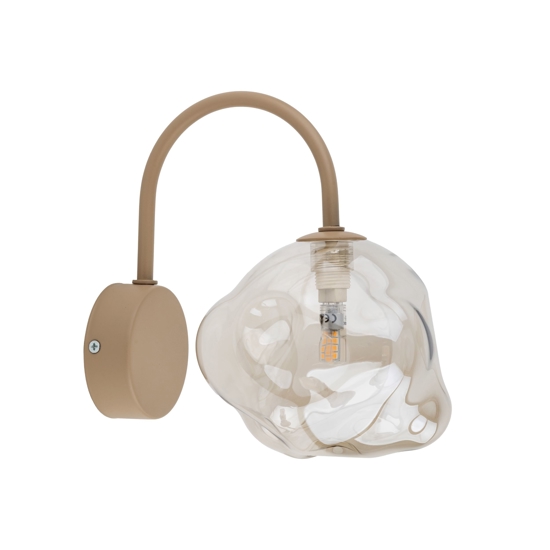 Applique da parete design tortora vetro sfera cognac